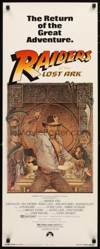 2a527 RAIDERS OF THE LOST ARK insert R82 great art of adventurer Harrison Ford by Richard Amsel!