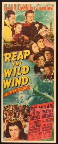 2a536 REAP THE WILD WIND insert '42 John Wayne, Ray Milland, sexy Paulette Goddard!