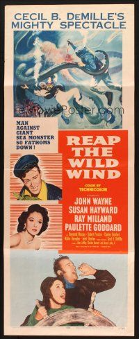 2a537 REAP THE WILD WIND insert R54 John Wayne, Milland, Paulette Goddard, Susan Hayward!