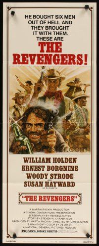 2a547 REVENGERS insert '72 Jung art of cowboys William Holden, Ernest Borgnine & Woody Strode!