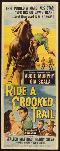 2a550 RIDE A CROOKED TRAIL insert '58 cowboy Audie Murphy faces a killer mob & fear-crazed town!