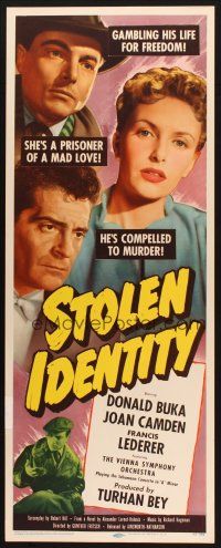 2a662 STOLEN IDENTITY insert '53 he's gambling his life for freedom, she's a prisoner of mad love!
