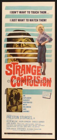 2a669 STRANGE COMPULSION insert '64 he doesn't want to touch them, he just wants to watch them!