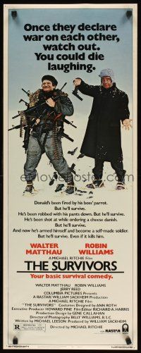 2a688 SURVIVORS insert '83 wacky image of Walter Matthau & Robin Williams loaded down with guns!
