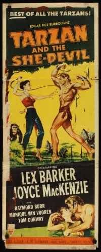2a701 TARZAN & THE SHE-DEVIL insert '53 sexy Joyce MacKenzie whips barechested Lex Barker!