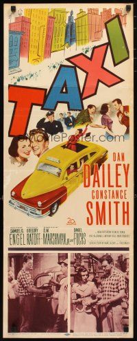 2a705 TAXI insert '53 artwork of Dan Dailey & Constance Smith in yellow cab in New York City!