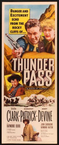 2a725 THUNDER PASS insert '54 Dane Clark, Dorothy Patrick, one man defies the Kiowa & Comanche!