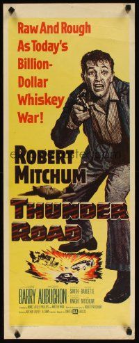 2a726 THUNDER ROAD insert '58 great artwork of moonshiner Robert Mitchum!