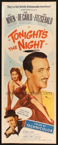 2a732 TONIGHT'S THE NIGHT insert '54 David Niven, sexy Yvonne De Carlo, Happy Ever After!