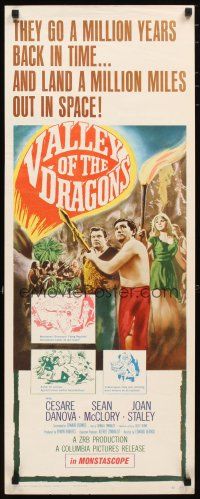 2a763 VALLEY OF THE DRAGONS insert '61 Jules Verne, dinosaurs in a world time forgot!