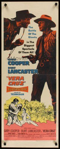 2a769 VERA CRUZ insert '55 best close up artwork of cowboys Gary Cooper & Burt Lancaster!