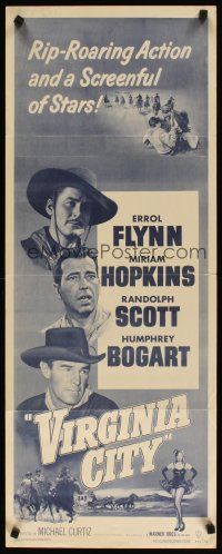 2a772 VIRGINIA CITY insert R51 Errol Flynn, Humphrey Bogart & Randolph Scott, plus sexy Hopkins!
