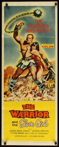 2a782 WARRIOR & THE SLAVE GIRL insert '59 awesome artwork of gladiator & girl, mightiest epic!