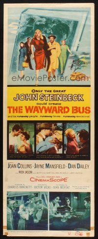 2a783 WAYWARD BUS insert '57 art of sexy Joan Collins & Jayne Mansfield, from John Steinbeck novel