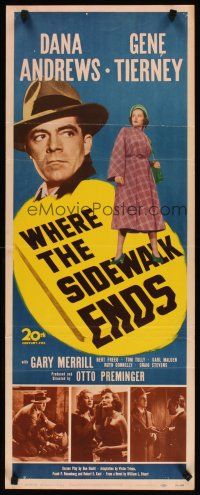 2a796 WHERE THE SIDEWALK ENDS insert '50 Dana Andrews, sexy Gene Tierney, Otto Preminger noir!