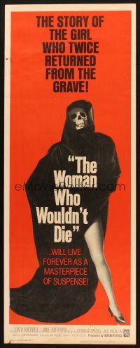 2a818 WOMAN WHO WOULDN'T DIE insert '65 Catacombs, image of Death skull face & sexy leg!