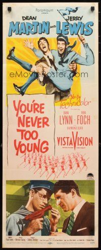 2a830 YOU'RE NEVER TOO YOUNG insert '55 great image of Dean Martin & wacky Jerry Lewis!