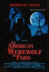 2b044 AMERICAN WEREWOLF IN PARIS int'l DS 1sh '97 horror image of giant werewolf & Eiffel Tower!