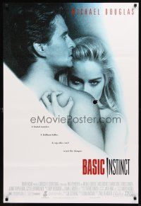 2b077 BASIC INSTINCT 1sh '92 Paul Verhoeven directed, Michael Douglas & sexy Sharon Stone!