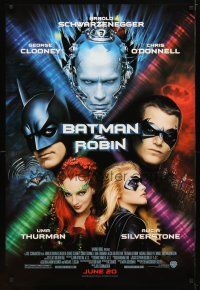 2b078 BATMAN & ROBIN advance DS 1sh '97 Clooney, O'Donnell, Schwarzenegger, Thurman, Silverstone