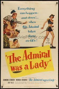 2c010 ADMIRAL WAS A LADY 1sh '50 Edmond O'Brien, boxer & cab driver lust after sexy Wanda Hendrix!