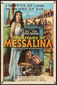 2c014 AFFAIRS OF MESSALINA 1sh '53 great full-length art of sexy Maria Felix in title role!