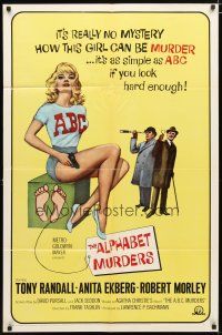 2c027 ALPHABET MURDERS 1sh '66 Tony Randall, it's no mystery why sexy Anita Ekberg is murder!