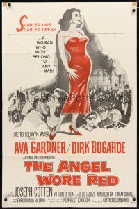 2c039 ANGEL WORE RED 1sh '60 sexy full-length Ava Gardner, Dirk Bogarde has a price on his head!