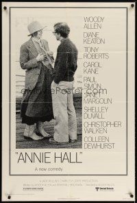 2c042 ANNIE HALL revised 1sh '77 full-length Woody Allen & Diane Keaton, a new comedy!
