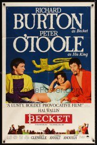 2c071 BECKET style B 1sh '64 Richard Burton in the title role, Peter O'Toole, John Gielgud!