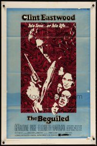 2c072 BEGUILED 1sh '71 cool psychedelic art of Clint Eastwood & Geraldine Page, Don Siegel