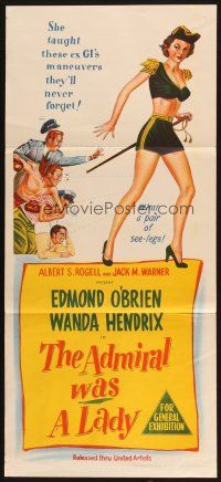 2d329 ADMIRAL WAS A LADY Aust daybill '50 boxer & cab driver lust after sexy Wanda Hendrix!