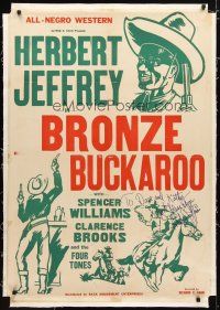 2e094 BRONZE BUCKAROO signed linen 1sh R40s by Herb Jeffries, All-Negro Western, different art!