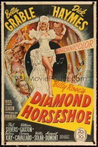2e131 DIAMOND HORSESHOE linen 1sh '45 sexiest stone litho of dancer Betty Grable in skimpy outfit!