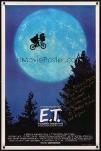 2e040 E.T. THE EXTRA TERRESTRIAL 1sh '82 Spielberg classic, best bike over the moon image!