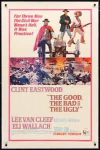 2e171 GOOD, THE BAD & THE UGLY linen 1sh '68 Clint Eastwood, Lee Van Cleef, Sergio Leone classic!