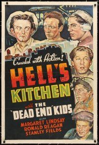 2e190 HELL'S KITCHEN linen Other Company 1sh '39 different stone litho of the Dead End Kids!