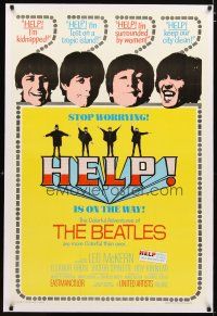 2e385 HELP linen REPRO 1sh '70s The Beatles, John, Paul, George & Ringo, rock 'n' roll classic!