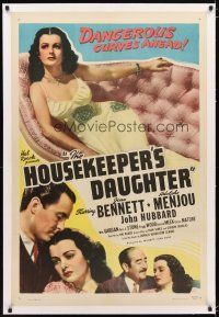 2e201 HOUSEKEEPER'S DAUGHTER linen 1sh R46 Hal Roach, sexy Joan Bennett has dangerous curves ahead!