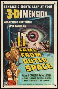 2e220 IT CAME FROM OUTER SPACE linen 1sh '53 Jack Arnold classic 3-D sci-fi, art by Joseph Smith!