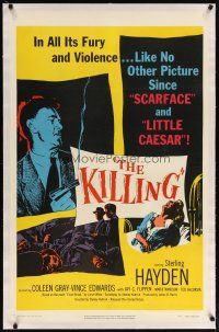 2e230 KILLING linen 1sh '56 Stanley Kubrick, Sterling Hayden, classic film noir crime caper!