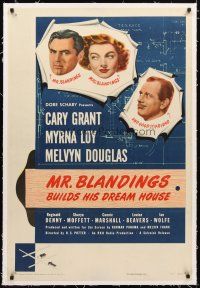2e269 MR. BLANDINGS BUILDS HIS DREAM HOUSE linen 1sh '48 Cary Grant, Myrna Loy, Melvyn Douglas