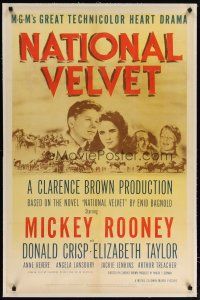 2e276 NATIONAL VELVET linen 1sh '44 horse racing classic starring Mickey Rooney & Elizabeth Taylor!