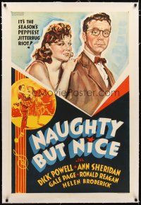 2e277 NAUGHTY BUT NICE linen Other Company 1sh '39 different art of Ann Sheridan, a jitterbug riot!
