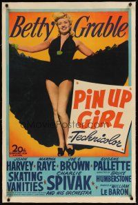 2e290 PIN UP GIRL linen 1sh '44 sexy full-length Betty Grable in skimpy outfit showing her legs!