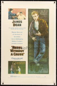 2e299 REBEL WITHOUT A CAUSE linen 1sh '55 Nicholas Ray, James Dean was a bad boy from a good family!