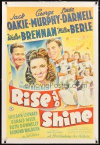 2e302 RISE & SHINE linen 1sh '41 great stone litho of Linda Darnell, Jack Oakie & George Murphy!