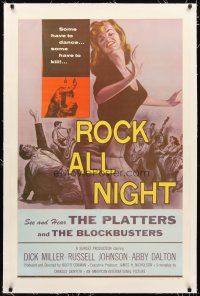 2e304 ROCK ALL NIGHT linen 1sh '57 rock & roll, some have to dance... some have to kill, sexy art!