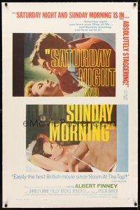 2e309 SATURDAY NIGHT & SUNDAY MORNING linen 1sh '61 Albert Finney & Shirley Anne Field, classic!