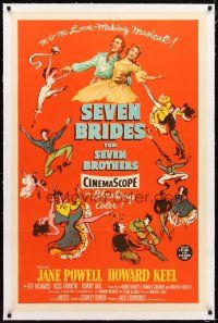 2e312 SEVEN BRIDES FOR SEVEN BROTHERS linen 1sh '54 Jane Powell & Howard Keel, classic MGM musical!